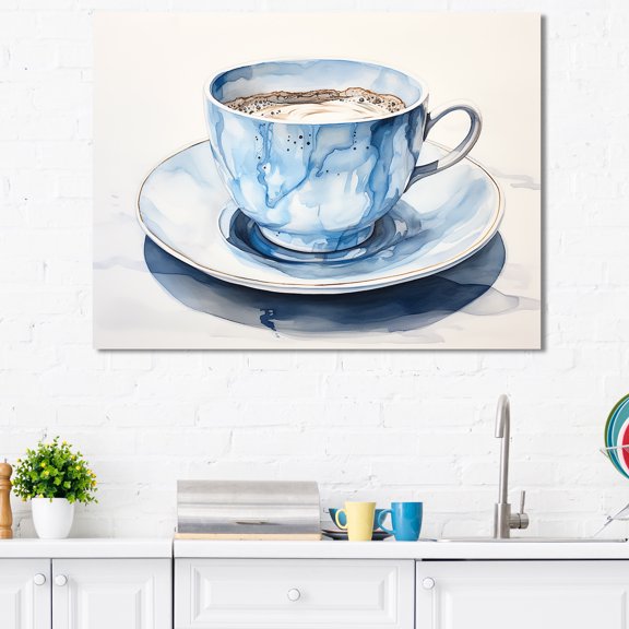 Designart "Glamorous Coffee Cup V" Utensils Wall Art Living Room