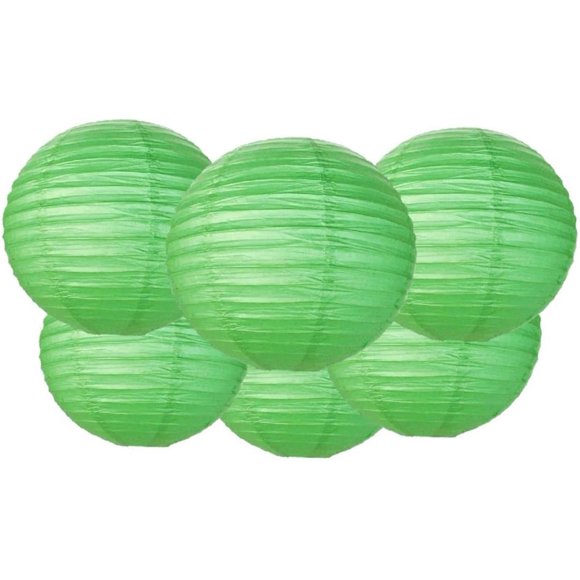 Pack of 6 Round Paper Lantern Lamp Paper Lanterns Party Decorations (Light Green, 4"/10CM)