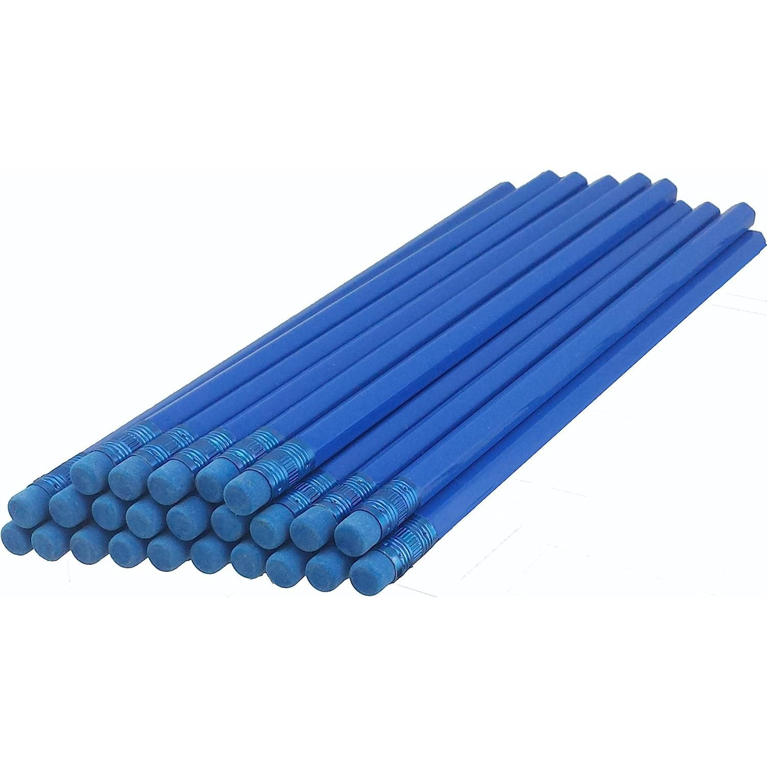 ezpencils Sea Blue Barrel Hexagon Pencils with Blue Eraser and Blue