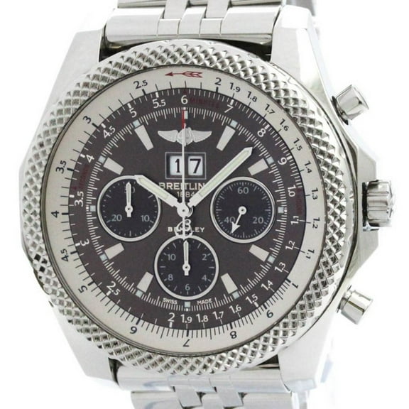 Pre-Owned Polished BREITLING Bentley 6.75 Steel Automatic Mens Watch A44364 BF578761 (Good)