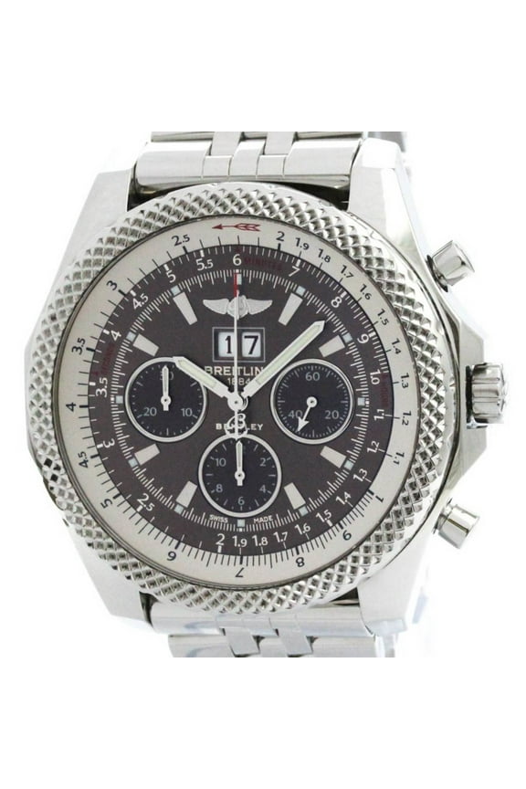 Pre-Owned Polished BREITLING Bentley 6.75 Steel Automatic Mens Watch A44364 BF578761 (Good)