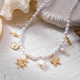 thumbnail image 6 of NICKSUN Boho Ocean Themed Layered Beaded Necklace, Multi-Layer Stackable Starfish Shell Imitation Pearl Choker, Summer Vacation Beach Statement Jewelry, 6 of 7