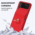 thumbnail image 6 of ELEHOLD for Samsung Z Flip 4 6.7 inch Slim Advanced Leather Texture Case, 360 Degree Rotatable Ring Buckle Magnetic Absorption Tempered Film Protection Shockproof Folding Case,Red, 6 of 11