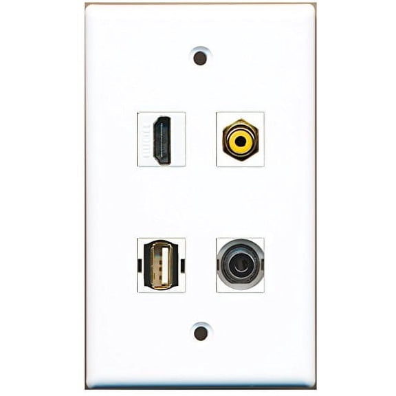 RiteAV - 1 Port HDMI 1 Port RCA Yellow 1 Port USB A-A 1 Port 3.5mm Wall Plate