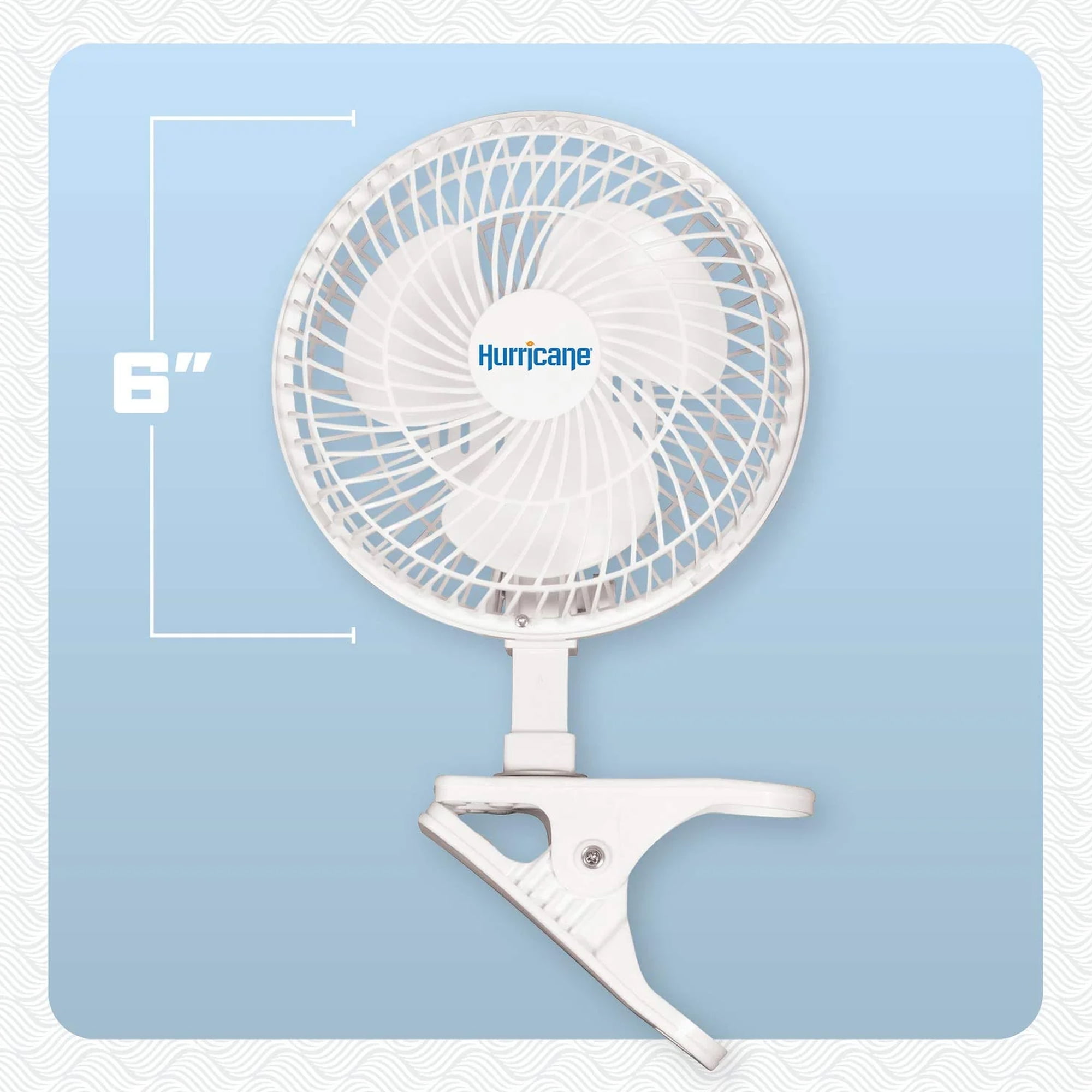 Hurricane Classic  6" Clip Fan 2 Speed Table Fan w/ Adjustable Tilt, White
