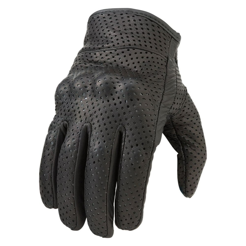 Z1R 270 Mens Perforated Leather Motorcycle Gloves Black