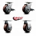 thumbnail image 2 of Tool Box Caster Wheel Set – 4 Inch Maroon Polyurethane Swivel Casters – SCC, 2 of 2
