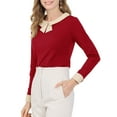 thumbnail image 5 of INSPIRE CHIC Women's Elegant Collar Long Sleeves Work Office Blouse Tops XS Red, 5 of 7