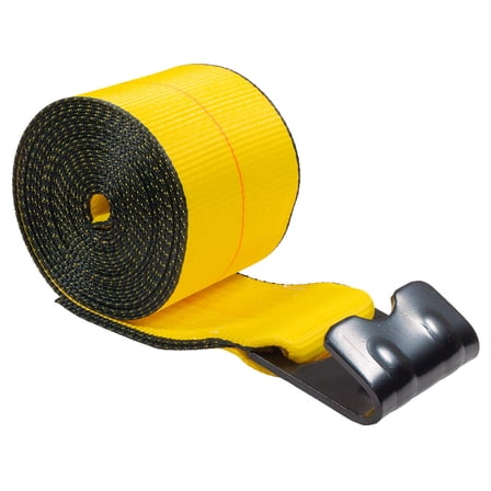 20 Pack Winch Straps 4" x 20' Yellow Heavy Duty Tie Down w/Flat Hooks WLL# 5400 lbs | 4 Inch Cargo Control for Flatbed Truck Utility Trailer