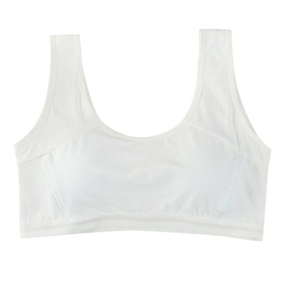 Zanarzt Girls Training Bra Girls Soft Training Bras Seamless First Bra Girls Sports Bras Pads Back to School Clothes White,12-15 Years