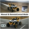 thumbnail image 2 of iRerts 12V Powered Ride on Toys UTV, Kids Ride on Cars with Remote Control, Bluetooth, Music, LED Lights, 4 Wheels Suspension, Kids Cars Electric Vehicles for Boys Girls Ages 3-6 Gifts, Yellow+White, 2 of 7