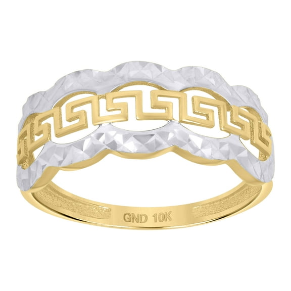 10kt Real Two-tone Gold Womens Greek Key Fashion Ring