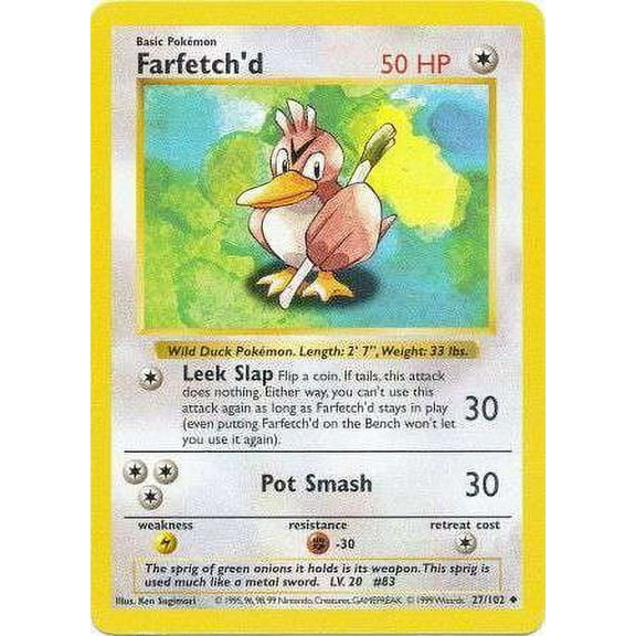 Pokemon Base Set Uncommon Farfetch'd #27 (Shadowless)