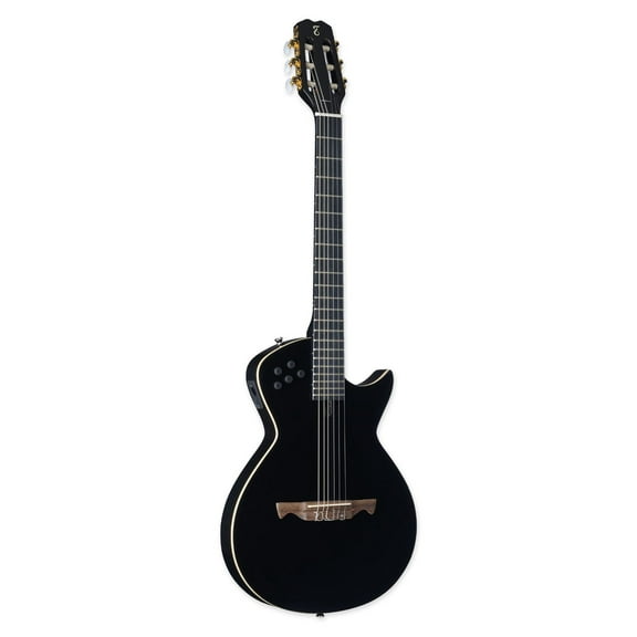 Tagima MODENAI NY-EQ-BK Nylon-String Acoustic-Electric Guitar, Solid Spruce Top, Gloss Black Finish.