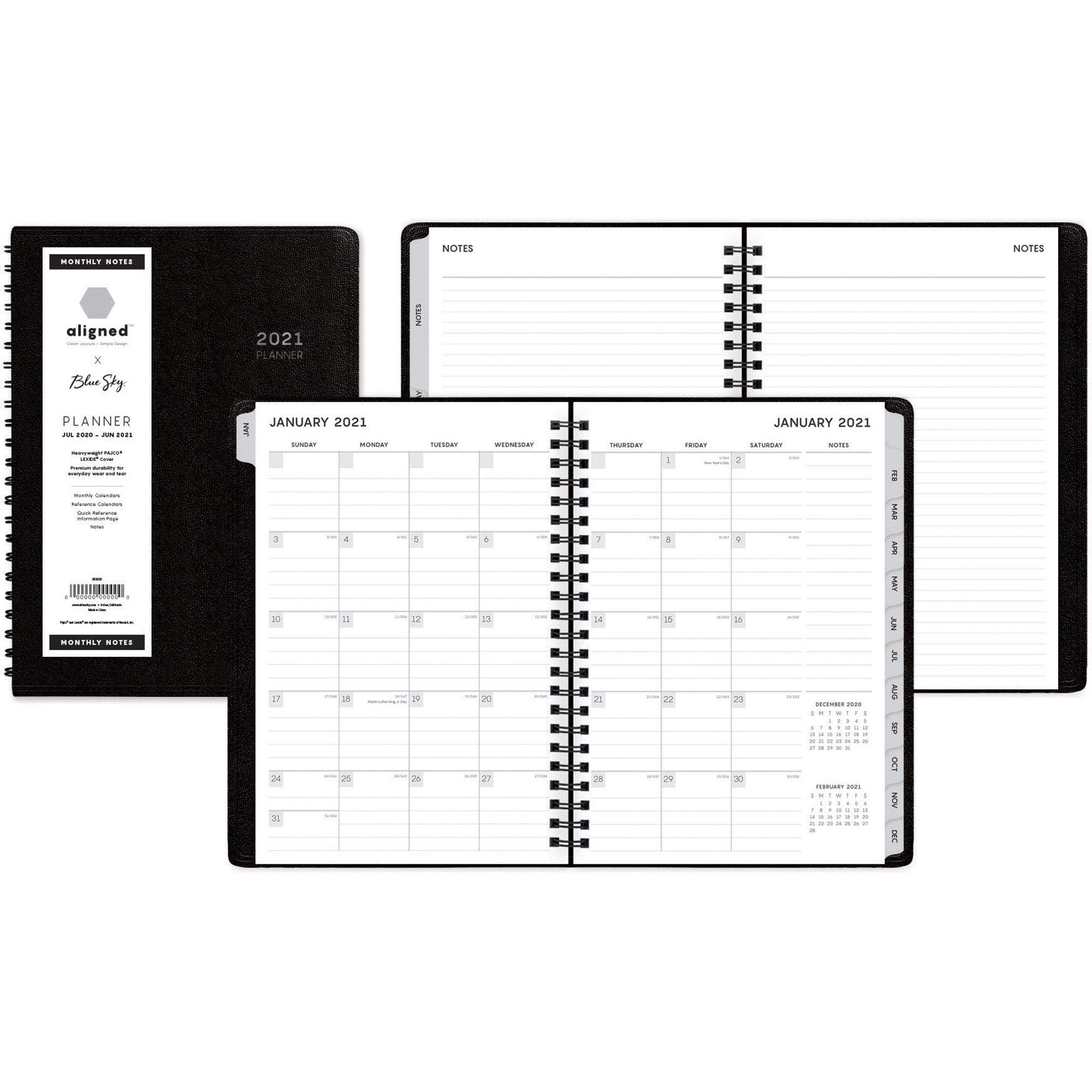 Aligned 2021 Monthly Planner 5.875" x 8.625", Black