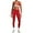 Red, variant on PISONIC Women Workout Set Two Pieces Adjustable Straps Color Block Sports Bra High Waist Leggings Gym Work Outfits with Pockets
