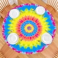 thumbnail image 2 of Colorful Tie Dye Mandala Pattern Round Fitted Tablecloth with Elastic Edge,Dining Table Cover Waterproof,Outdoor Round Tablecloth for Camping,Dining,Indoor and Outdoor, 2 of 7