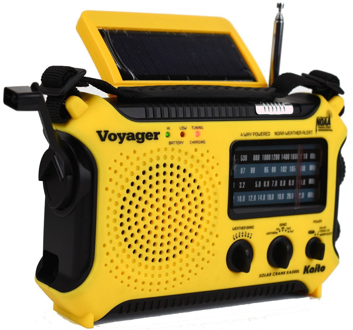 Kaito KA500L AM/FM Shortwave Solar Crank Emergency Weather Radio with Dynamo, Yellow
