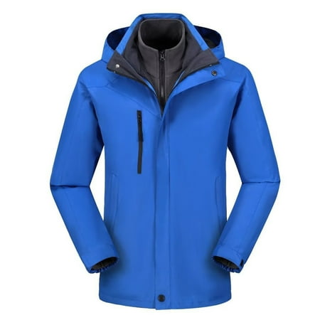 YUGYXL Womens Thick Jackets Winter Thermal 3-in-1 Windbreaker with Hooded Heavy Weight Insulated Waterproof Outerwear Braethable Outdoor Active Windproof Coats Gift for Family Blue M