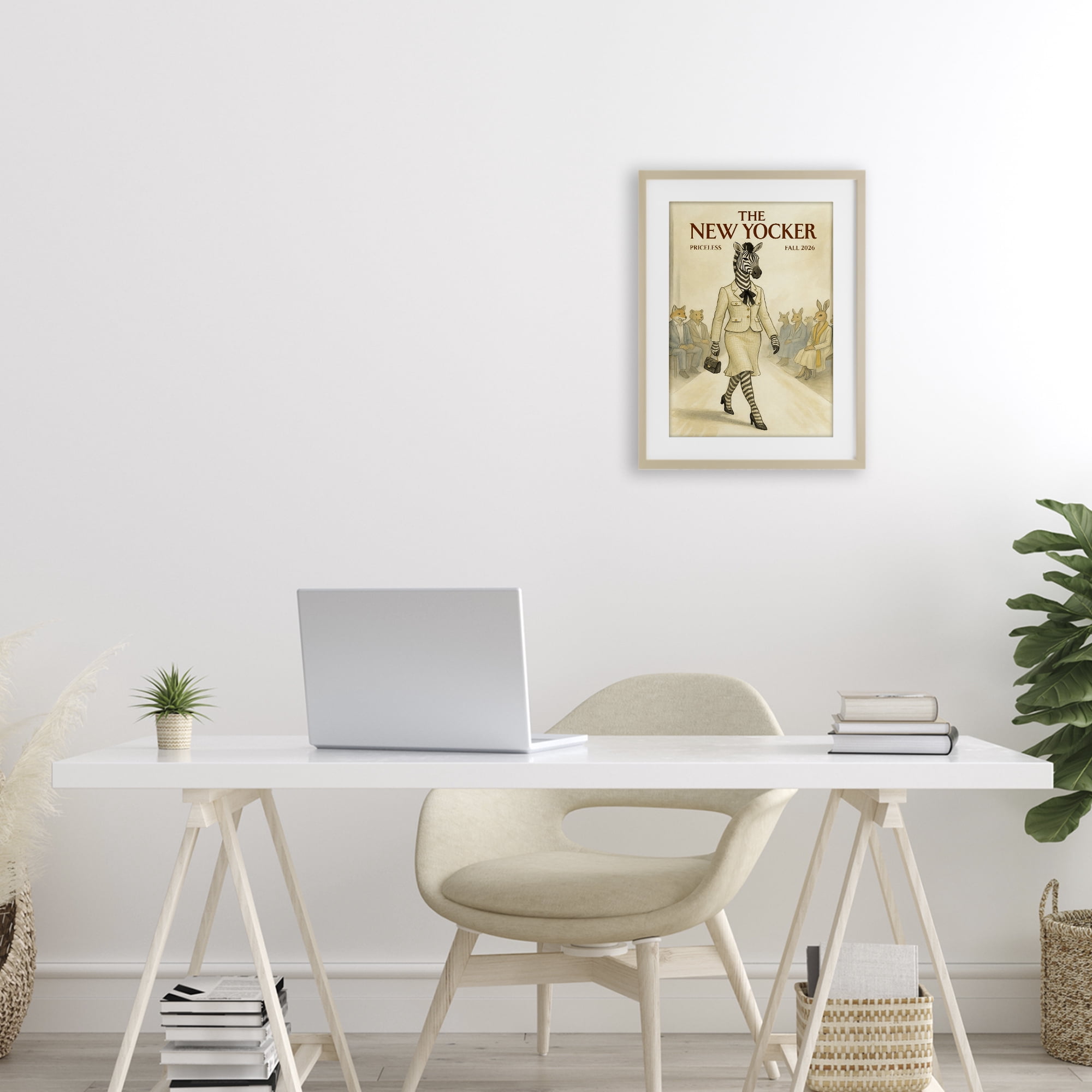 Stupell Industries New Yocker Zebra Model Birch Framed Print Under Glass, design by Grotto Studios