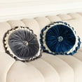 thumbnail image 2 of SDOTXA Round Velvet Throw Pillow Home Decoration Pleated Cushion for Living Room Bedroom Sofa Couch Chair Bed Car 15 inch, 2 of 8