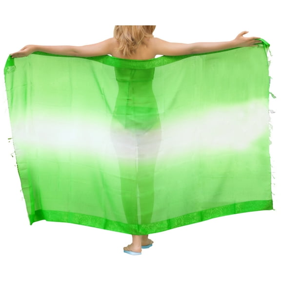 HAPPY BAY Women's Long Beachwear Sarong Coverups for Women Summer Beach Sarong Swimsuit Wraps Skirt Chiffon Bikini Swim Cover ups One Size Shamrock Fern, Plain