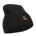 thumbnail image 4 of Mini Cherry Embroidered Short Beanie - Black OSFM, 4 of 5