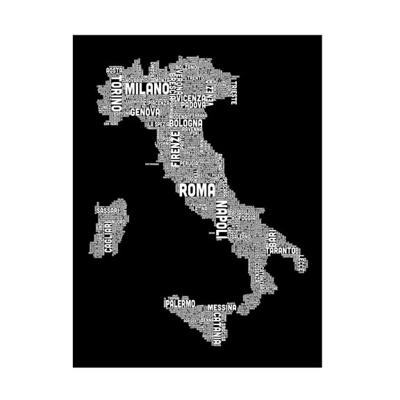 Trademark Fine Art Michael Tompsett Italy City Map I Canvas Wall Art - 18x24