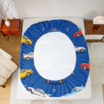 thumbnail image 4 of Erosebridal Cartoon Car Fitted Sheet, Blue Background Queen Bedding, Blue Cartoon Cars 3-Piece 1 Fitted Sheet and 2 Pillowcases, 4 of 6