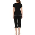thumbnail image 3 of INSPIRE CHIC Women's Sleepwear Pajama Set Nightwear Round Neck Loungewear with Capri Pants S Black, 3 of 6
