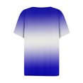 thumbnail image 5 of Camiseta con botones decorativos de manga corta con cuello en V degradado vintage informal a la moda para mujer Top azul oscuro/L, 5 of 5
