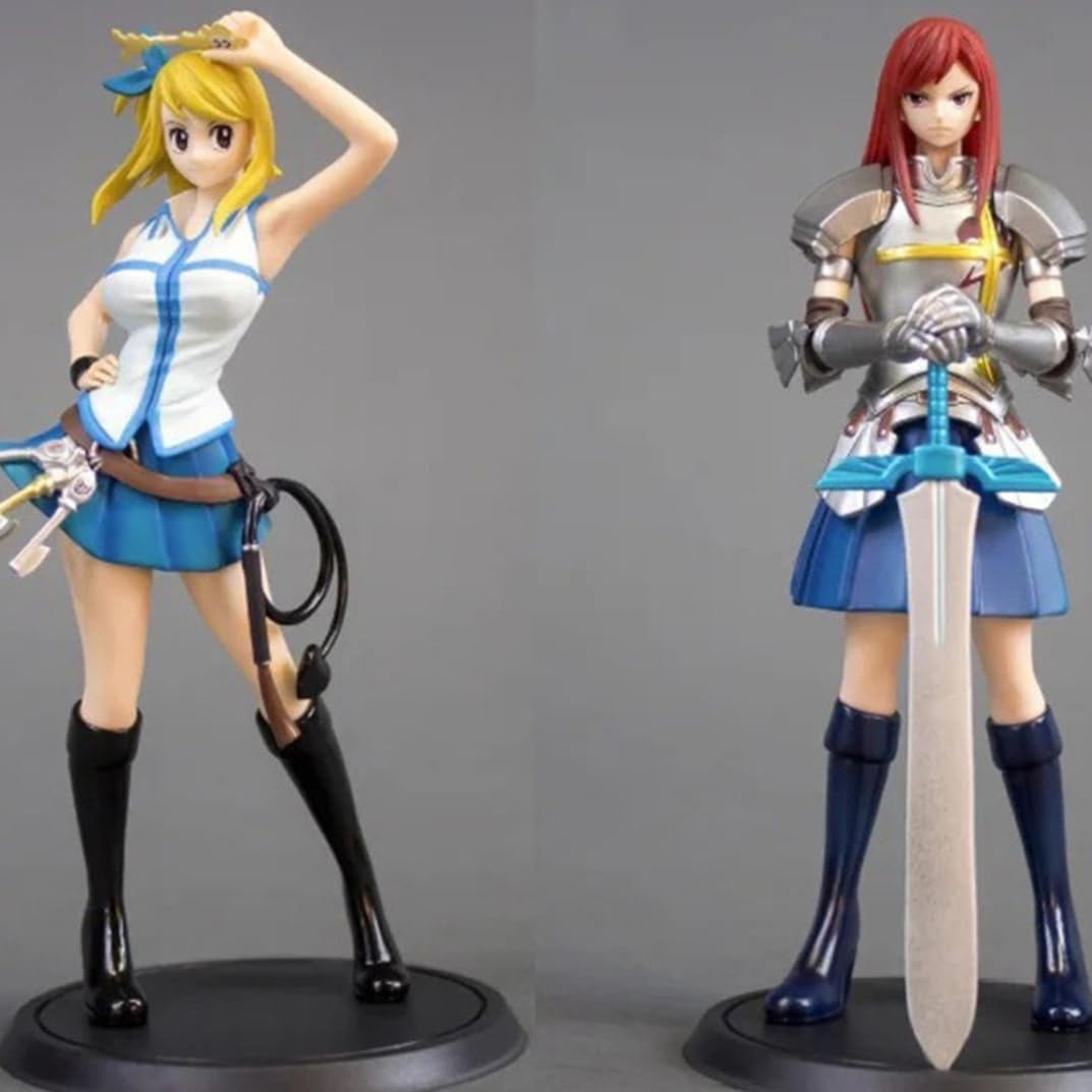 New Fairy Tail Erza Lucy、Gray、Natsu、Erza 4PC Character Anime Model Statue Action Figures Desktop Ornament Popular Decorations Fan Souvenirs Creative Gift Collectable