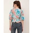 thumbnail image 4 of Moomaya Printed Wrap Tops For Women, V-Neck Cotton Casual Chic Top, 4 of 9