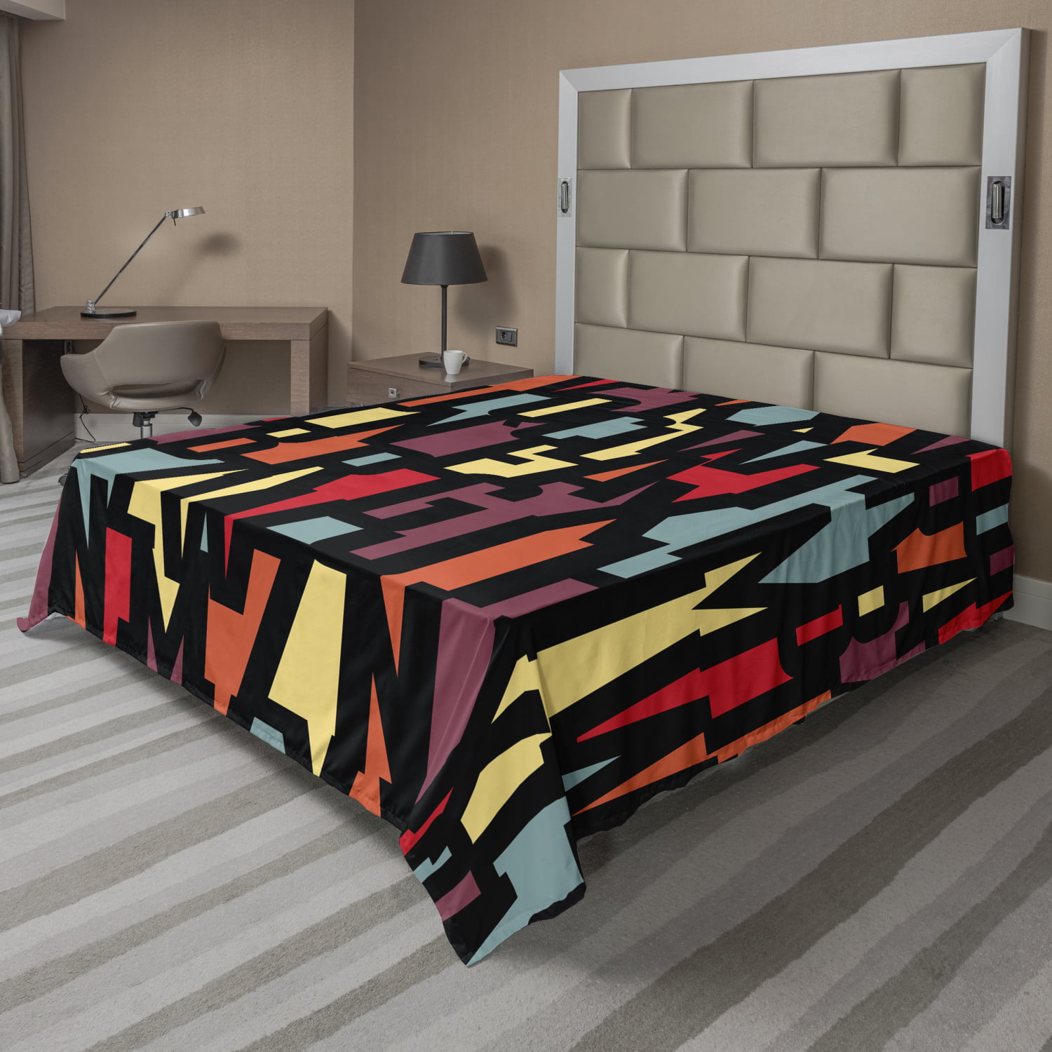 Ambesonne Abstract Quirky Flat Sheet Top Sheet Decorative Bedding 6 Sizes 