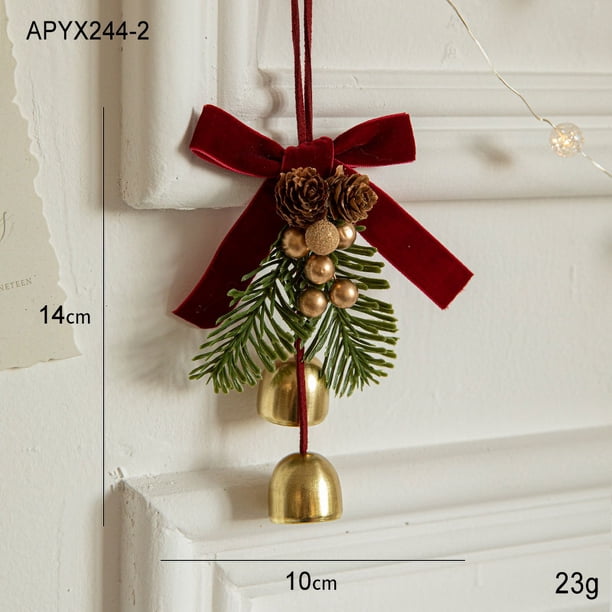 2pcs Christmas Bells Christmas Tree Pendants Christmas Bow with Bells Christmas Ornaments Gift Decorations