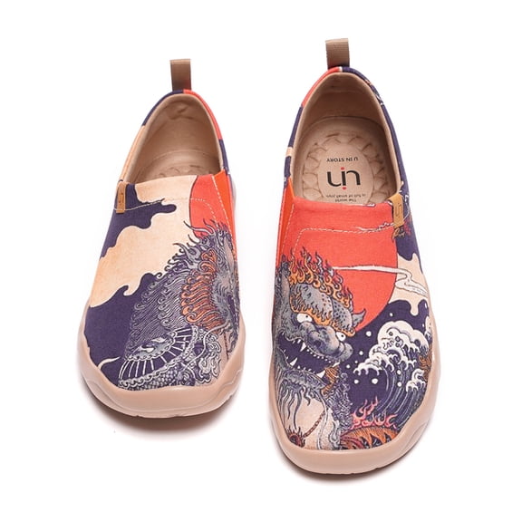 UIN Men's Walking Travel Shoes Slip On Canvas Casual Loafers Lightweight Comfort Art Painted Fashion Sneaker Silent Man US SIZE
