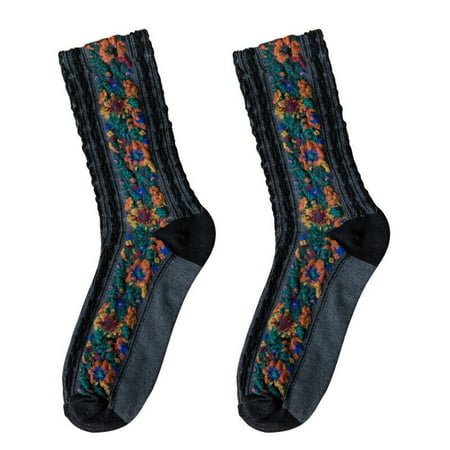 

1Pairs Women Vintage Winter Floral Socks Cute Lace Embroidered Keep Warm Socks
