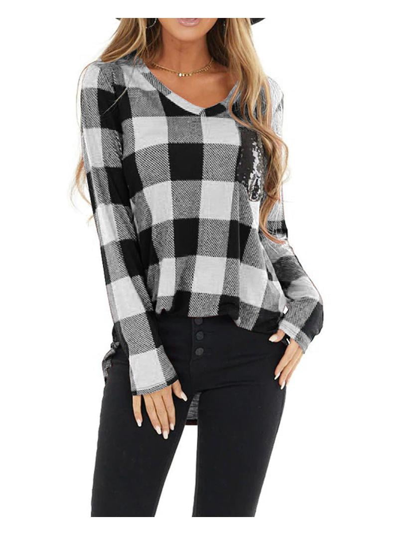 Long Sleeve Buffalo Plaid Shirts Casual 