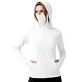 thumbnail image 5 of MORESEC Women Plus Size Hooded Long Sleeve Sun Protection Shirts UPF50 Solid Casual Workout Tops Rash Guard Fishing Hiking, White L, 5 of 5