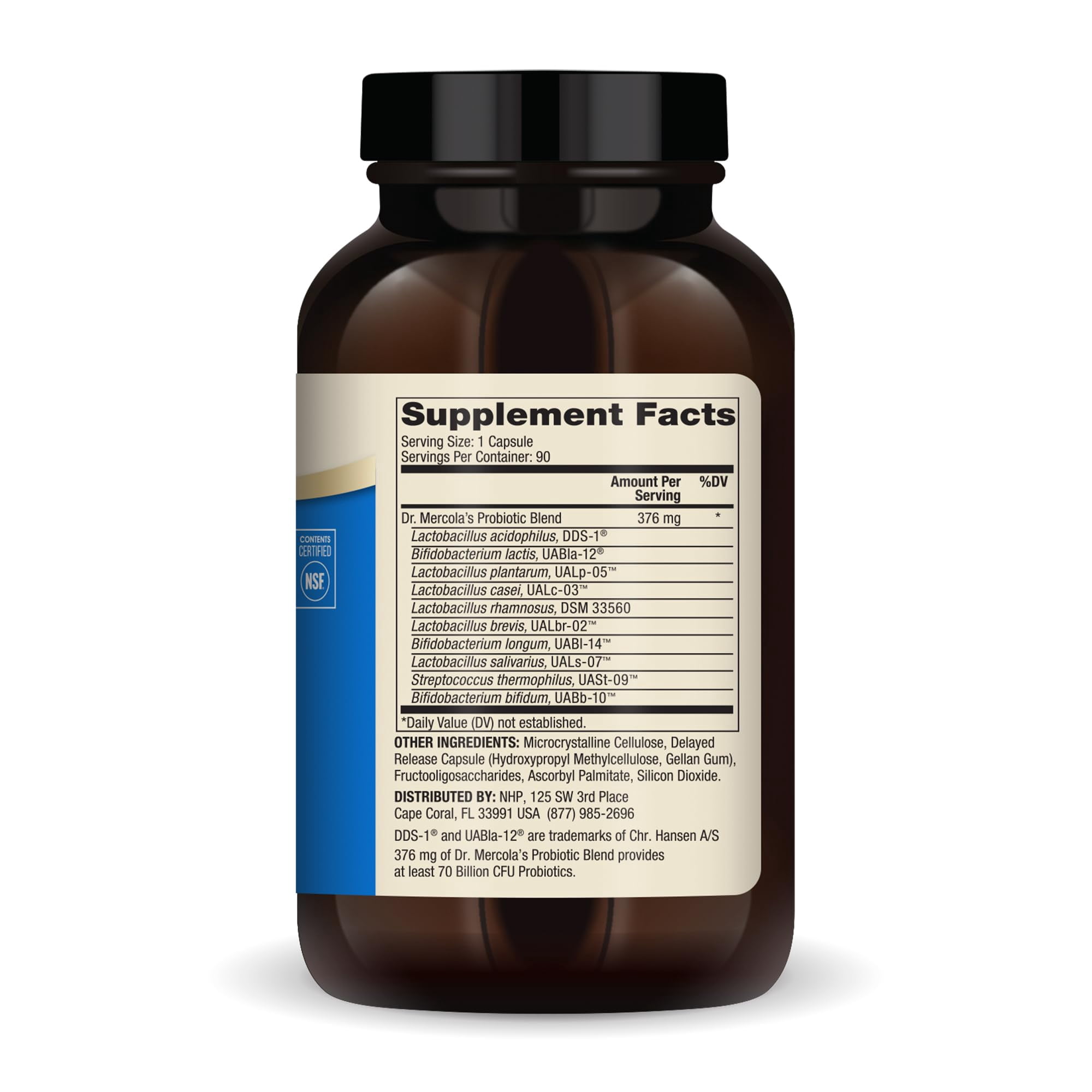 Dr. Mercola Complete Probiotics - 70 Billion CFU - Supports Immune, Digestive & Gut Health - Features 10 Strains - Shelf Stable - GMO-Free, Gluten-Free & Soy-Free - 90 Capsules (90 Servings)