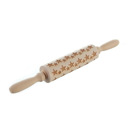 

3D Engraved Rolling Pin Non-Stick Wooden Embossed For Christmas Clay 7