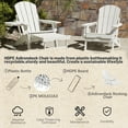 thumbnail image 6 of 2PCS Folding Adirondack Chair with Retractable Ottoman, HDPE All-Weather Resistant Adjustable Backrest Adirondack Chair w/4 in 1 Cup Holder Trays, White, 6 of 7