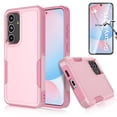 thumbnail image 1 of Samsung Galaxy S24 FE Case with Tempered Glass Screen Protector, Njjex Heavy Duty Rugged Shockproof Full Body Protective 2-IN-1 Phone Case Cover for Galaxy S24 FE, Pink, 1 of 6
