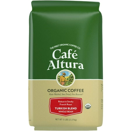 Cafe Altura Whole Bean Organic Coffee, Espresso, 5 Pound, Turkish (Packaging May Vary)