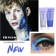 BEUKING Face Glitter Gel Mermaid Scale Gel, Holographic Chunky Glitter Gel for Body, Hair, Face, Nail, Eyeshadow, Long Lasting Liquid Glitter Cream, Fairy Costume Accessories Makeup for Women& Men