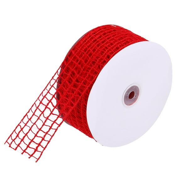 Uxcell Mesh Burlap Wired Ribbon, 2.5 Inch x 30 Yard Natural Jute Fabric Ribbons for Christmas Halloween Party Weddings DIY Crafts Red
