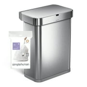 simplehuman Code Q Custom Fit Drawstring Trash Bags in Dispenser Packs, 60 Count, 50-65 Liter / 13-17 Gallon, White