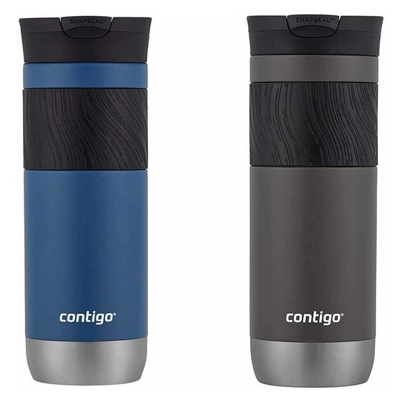 Kit Termo Contigo Vaso 20 Oz 2 Pzas Snapseal Agua Caliente SS Azul/ Negro