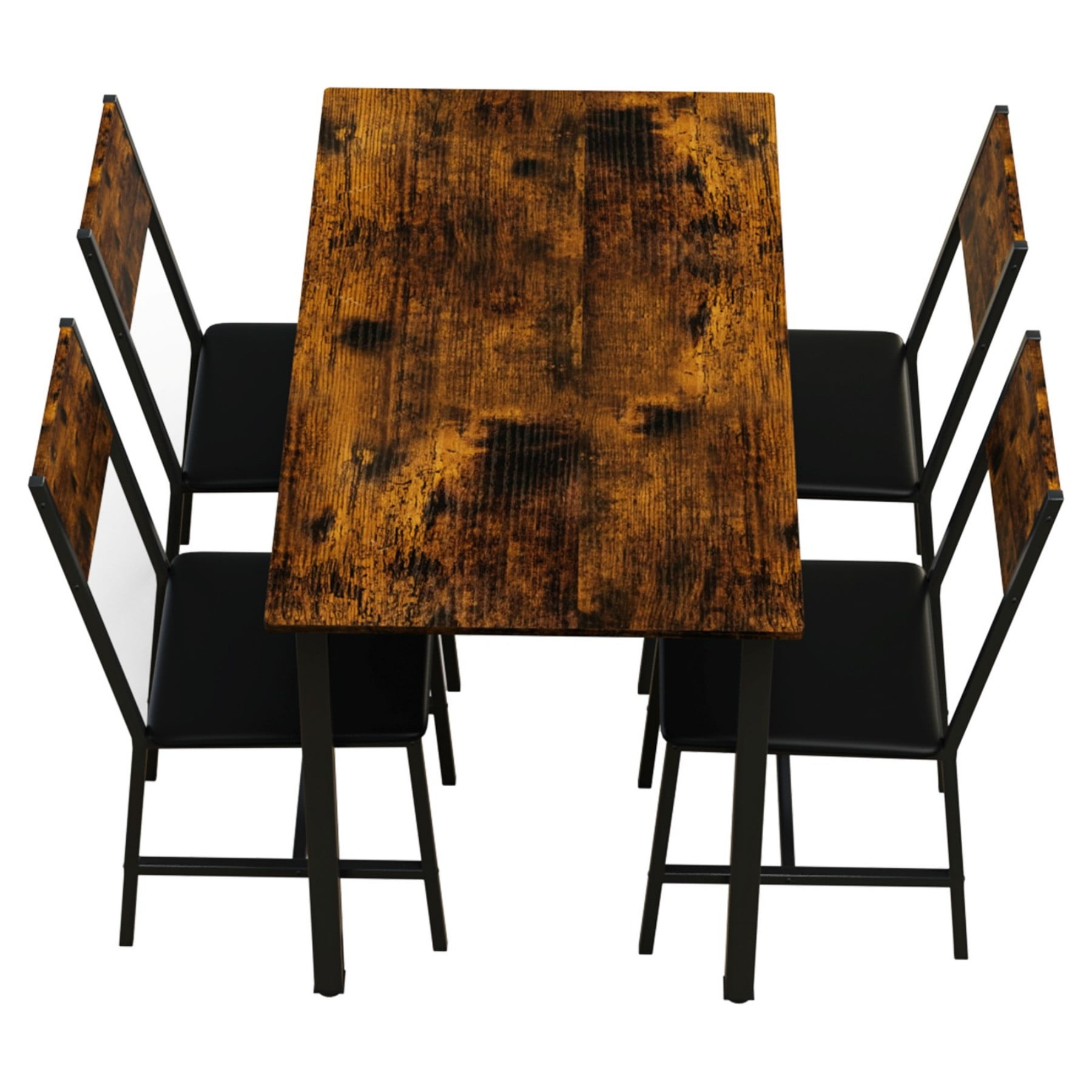 Leumius Dining Table Set for 4,Modern Wooden Kitchen Table, Square Dinette Set for Kitchen Dining Room,Dark Walnut 03