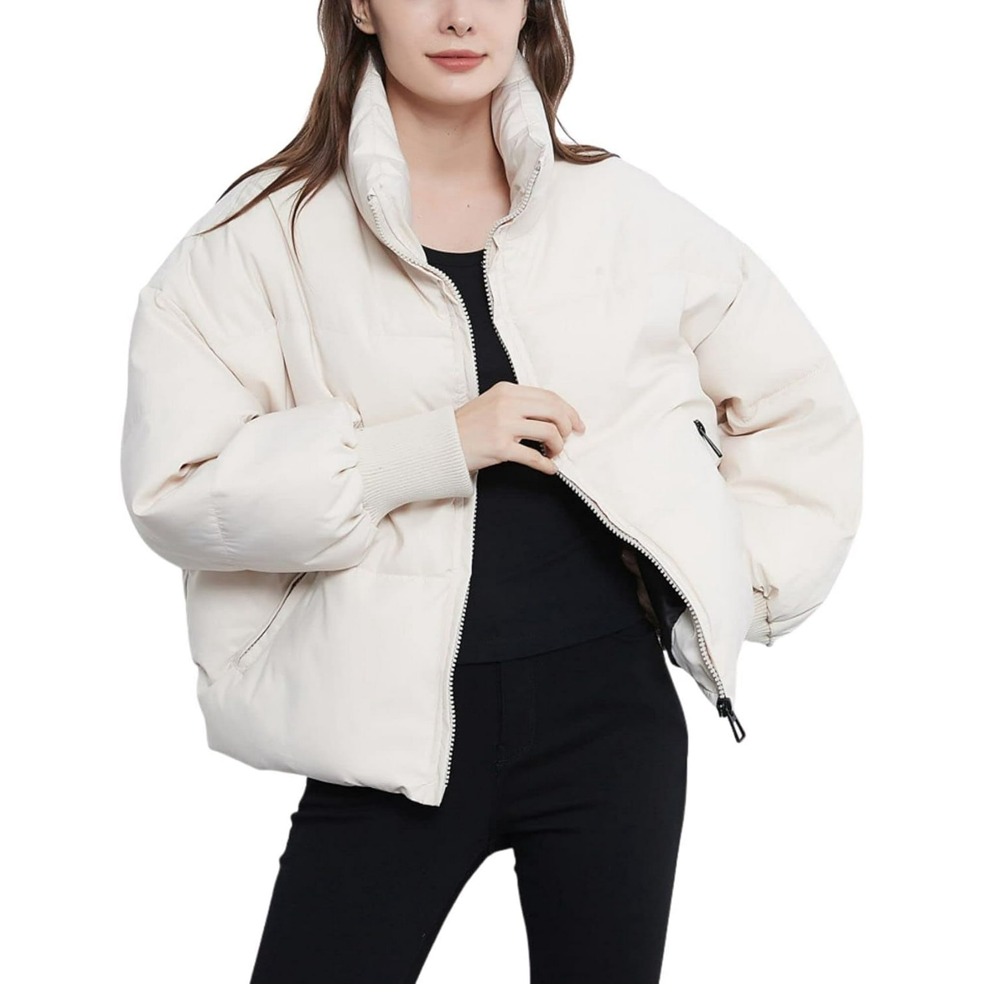 Veste Blouson Court Chaud Matelasse Veste Blanche Moyenne uo Femmes